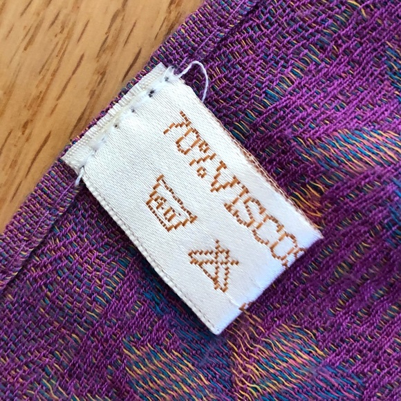 Purple Pattern Fringe Scarf - Picture 5 of 5